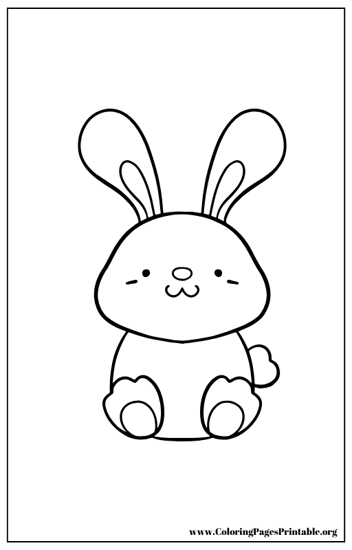 Cute bunny sitting with folded ears coloring page