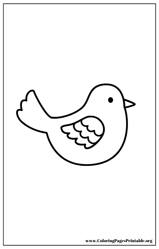 Simple bird coloring page with a wing detail