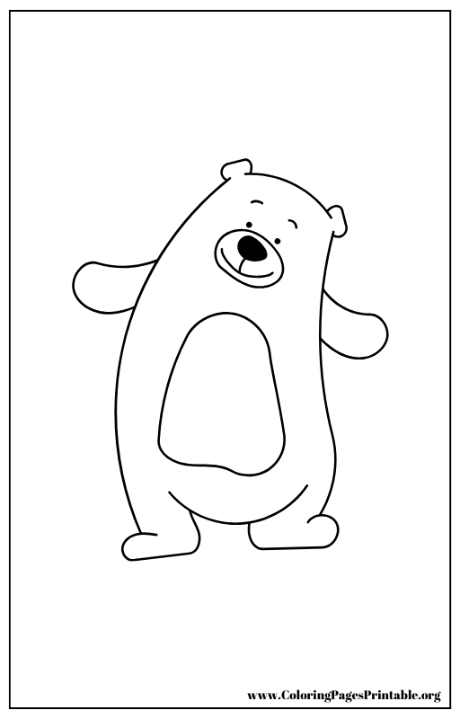 Standing bear with an open mouth coloring page.