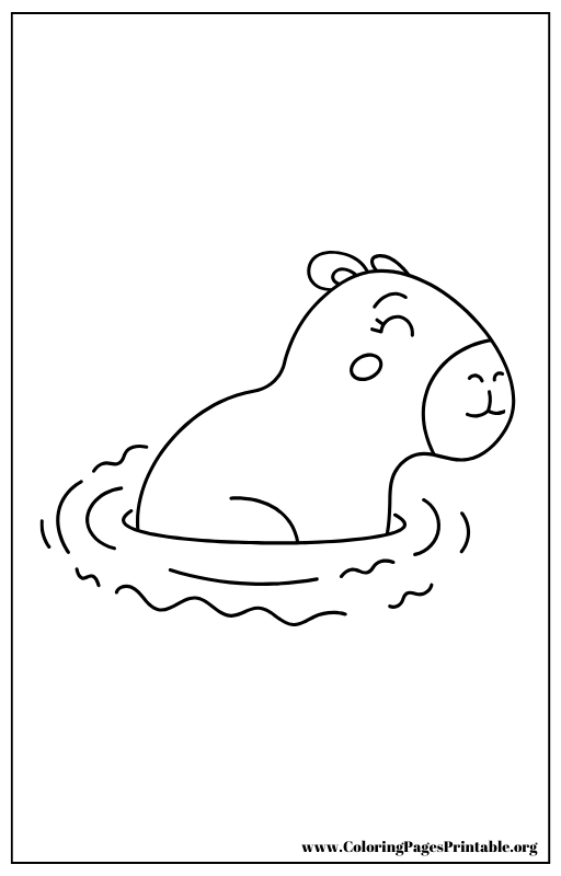 Hippo in water coloring page