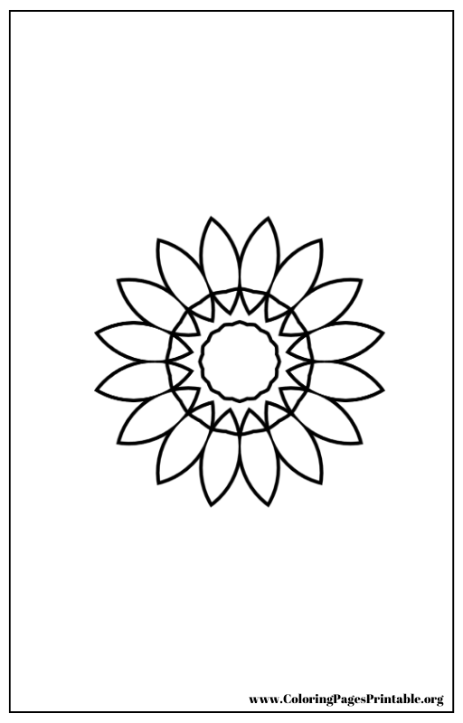 Sunflower coloring page with simple petal design.