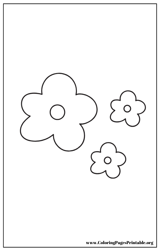 Simple flower design with three large blossoms, perfect for easy coloring.