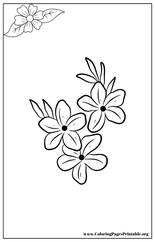 Cluster of small flowers on a branch coloring page