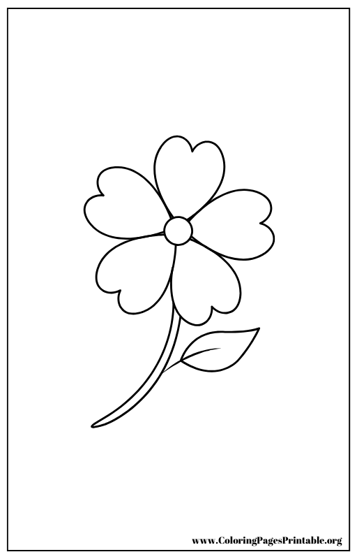 Heart-shaped flower with petals coloring page.