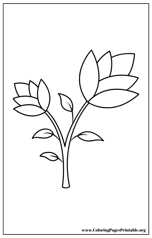 Stem with leaves coloring page.