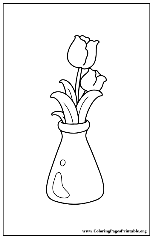 Vase with tulips coloring page