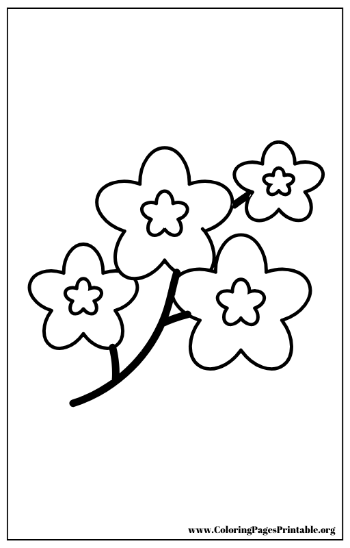 Simple flower branch coloring page.