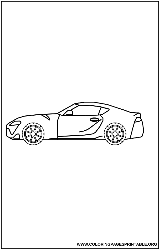 Sleek sports car with aerodynamic curves coloring page.