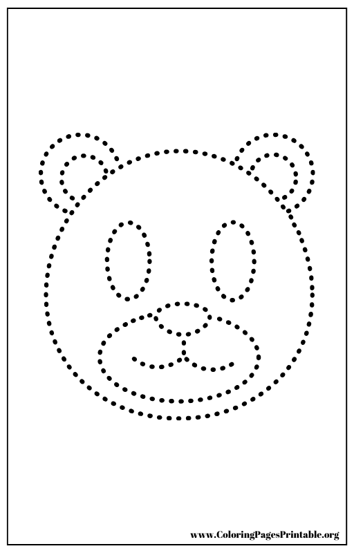 Bear face outline coloring page.