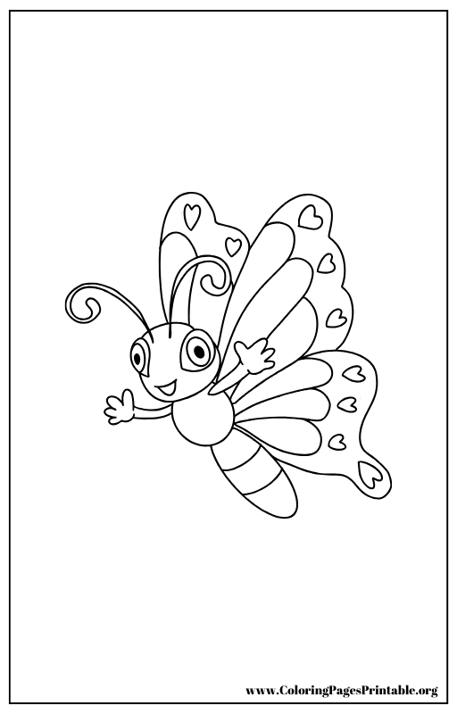 Butterfly with intricate wing patterns coloring page.