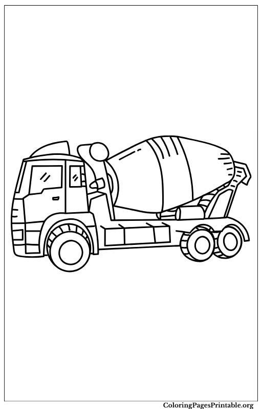 Cement mixer truck in action.