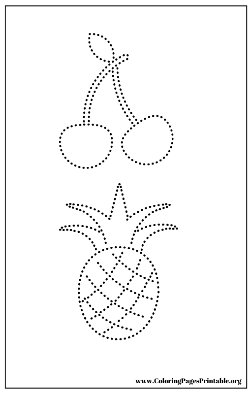 Cherries with leaves coloring page.