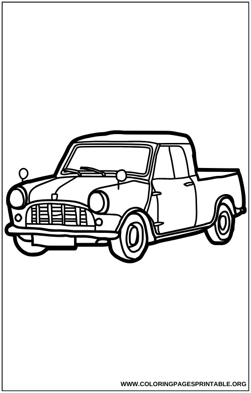 Side view of a classic pickup truck coloring page.