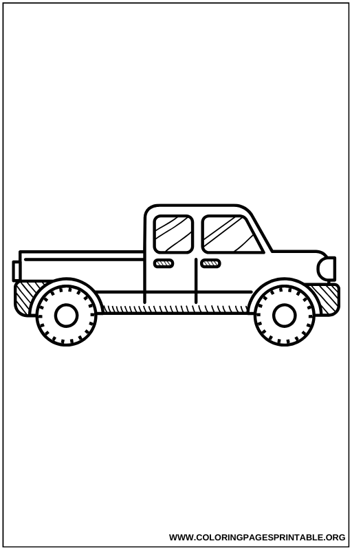 Side view of a classic pickup truck coloring page.