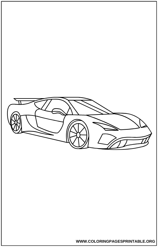 Classic sports car with sharp lines coloring page.