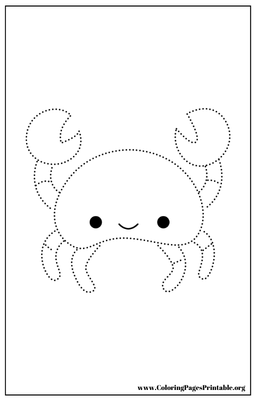 Crab with dotted lines coloring page.