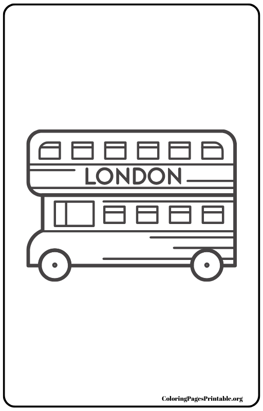 Double-decker bus driving in the city coloring page.