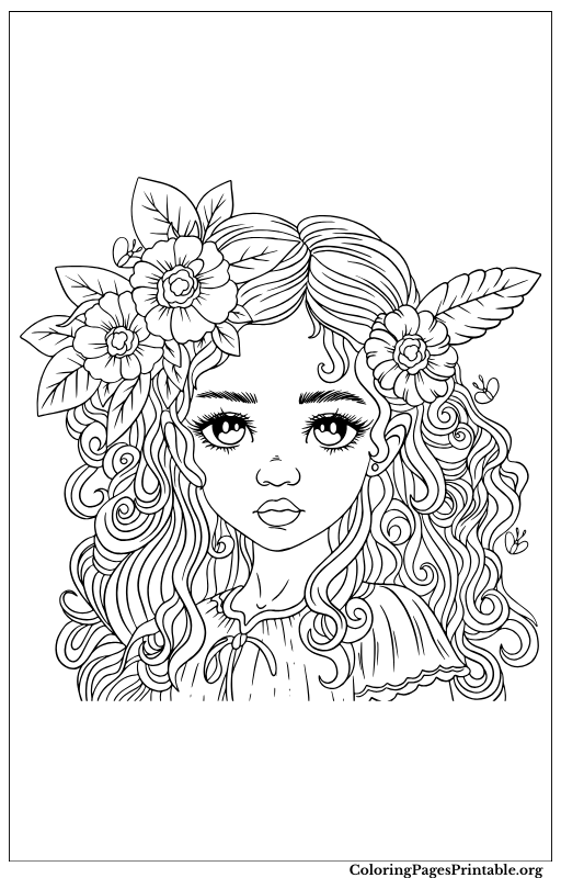 Fantasy elf with floral and star designs.