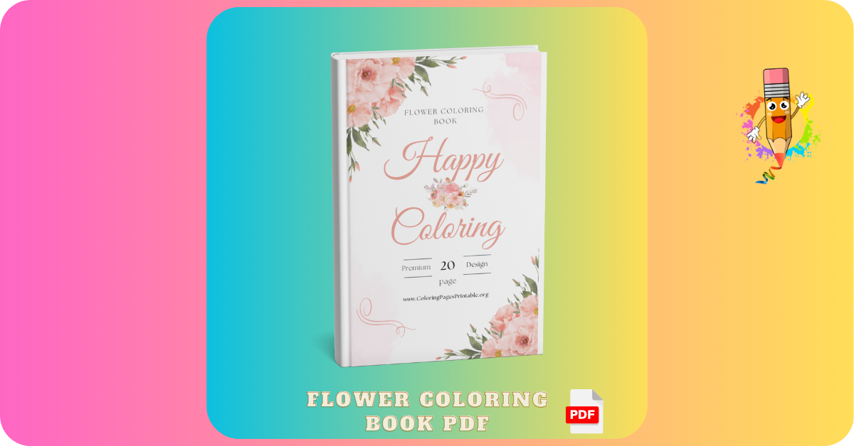 A beautiful flower coloring page from our flower coloring book.