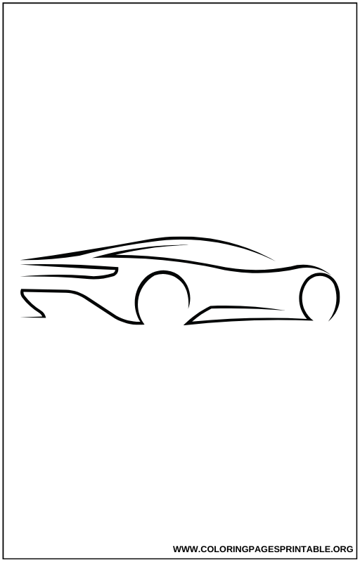 Abstract outline of a futuristic sports car coloring page.