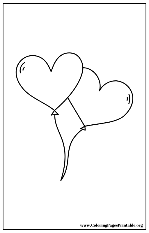 Balloon shaped like a heart coloring page.
