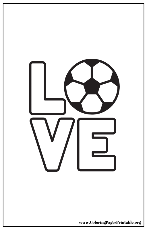 LOVE with a soccer ball coloring page.