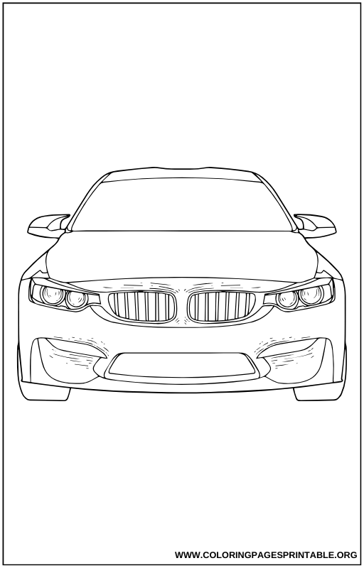 Front view of a luxury sedan coloring page.