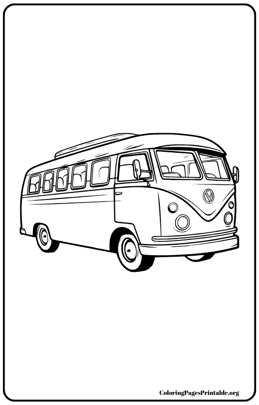 Mini-bus on a winding road coloring page.