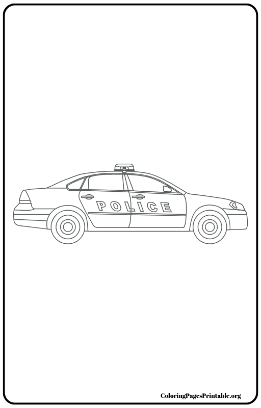 Side view of a modern police sedan coloring page.