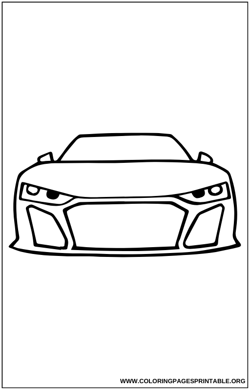 Modern sports car with a bold grille coloring page.