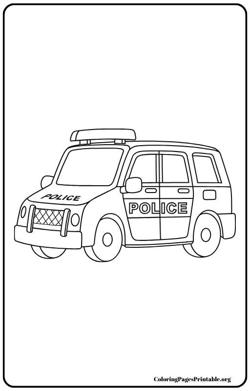 Off-road police vehicle on rugged terrain coloring page.