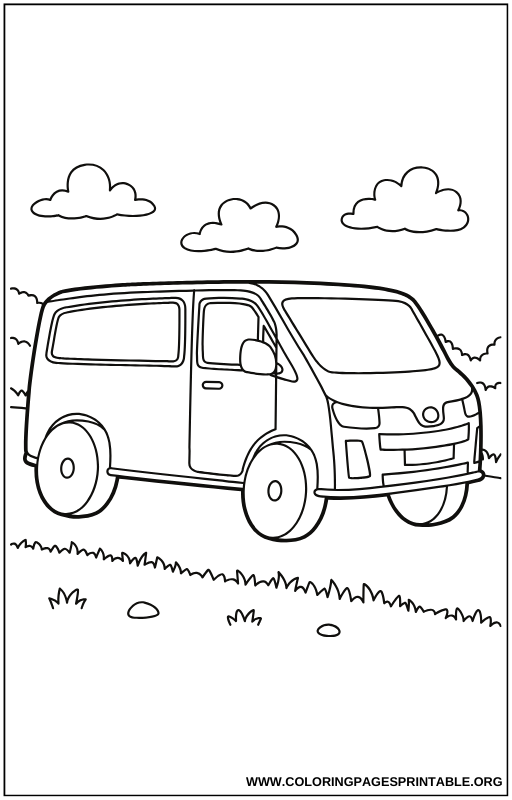 Classic off-road truck driving in the mountains coloring page.