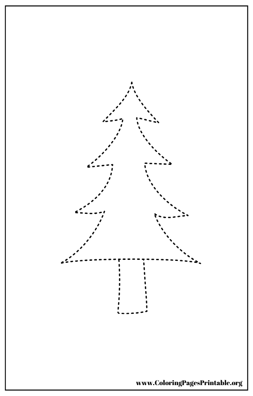 Simple pine tree outline coloring page