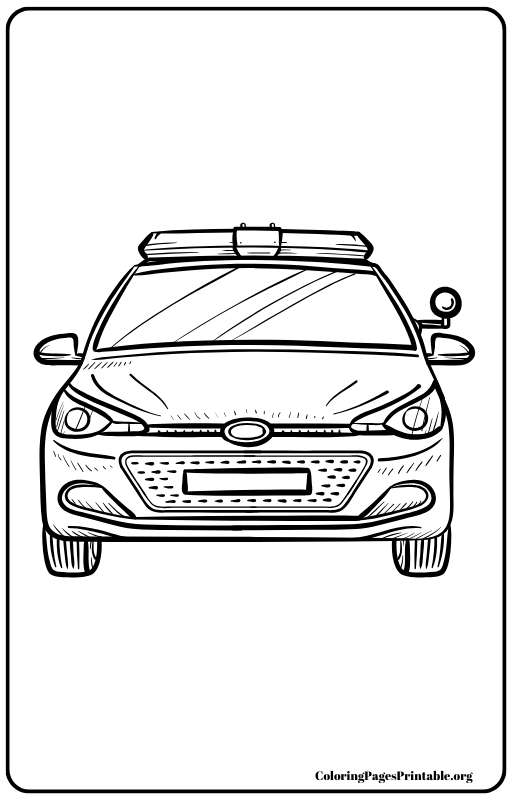 Police car blocking an intersection coloring page.