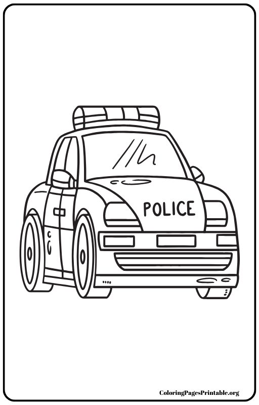 Police car with flashing lights in pursuit coloring page.