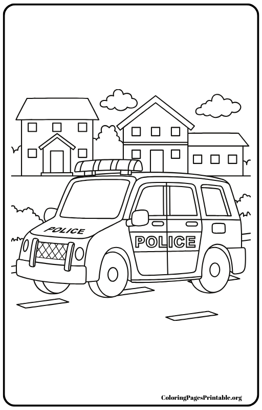 Police SUV loaded with gear coloring page.