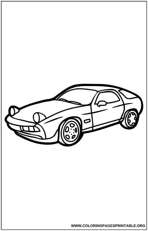 Front view of a restored vintage sports car coloring page.
