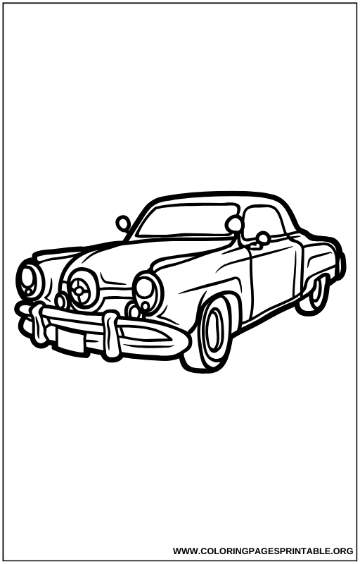 Side view of a retro muscle car coloring page.
