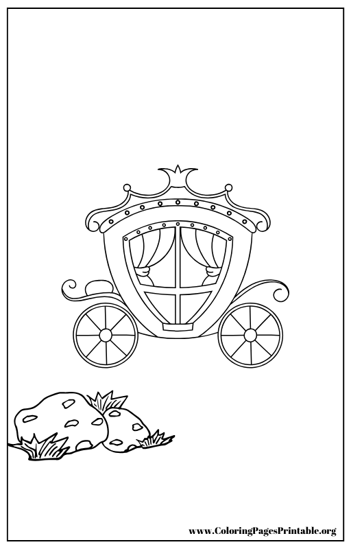 Royal carriage with crown and flowers coloring page.