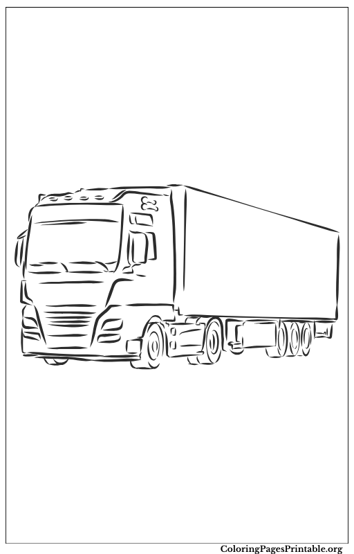 Semi-Truck with Trailer Coloring Page