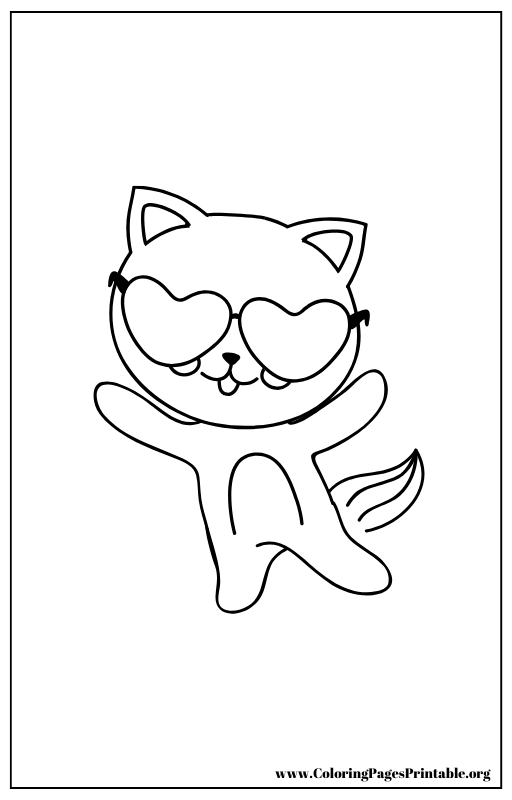 Cat sleeping on a pillow coloring page.
