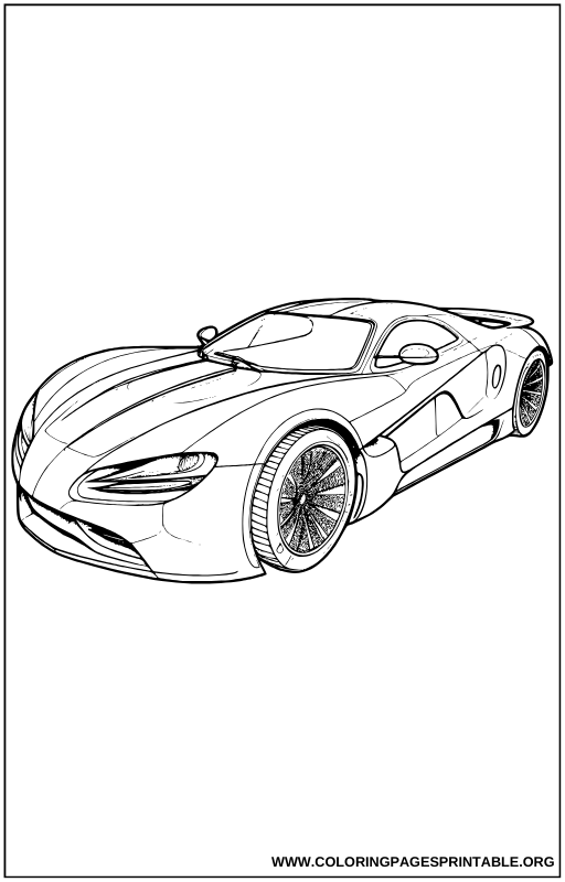 Front angle view of a sporty convertible coloring page.