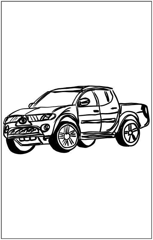 Sporty pickup truck with modern design coloring page.