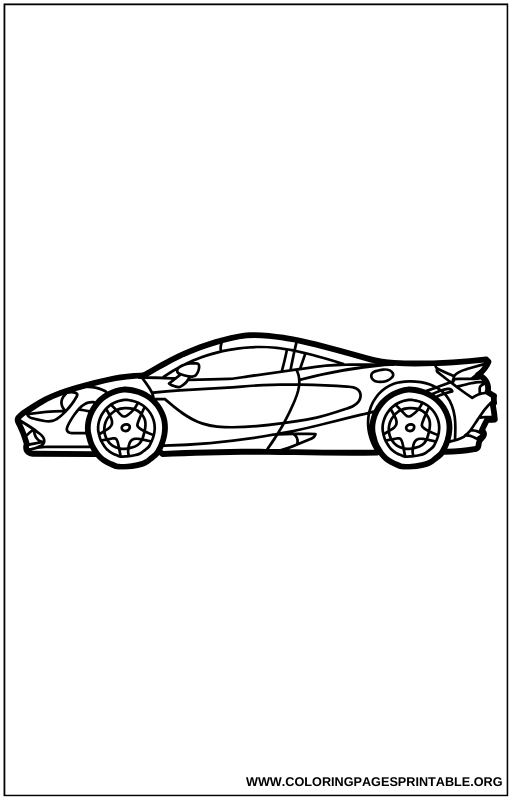 Side view of a streamlined sports car coloring page.