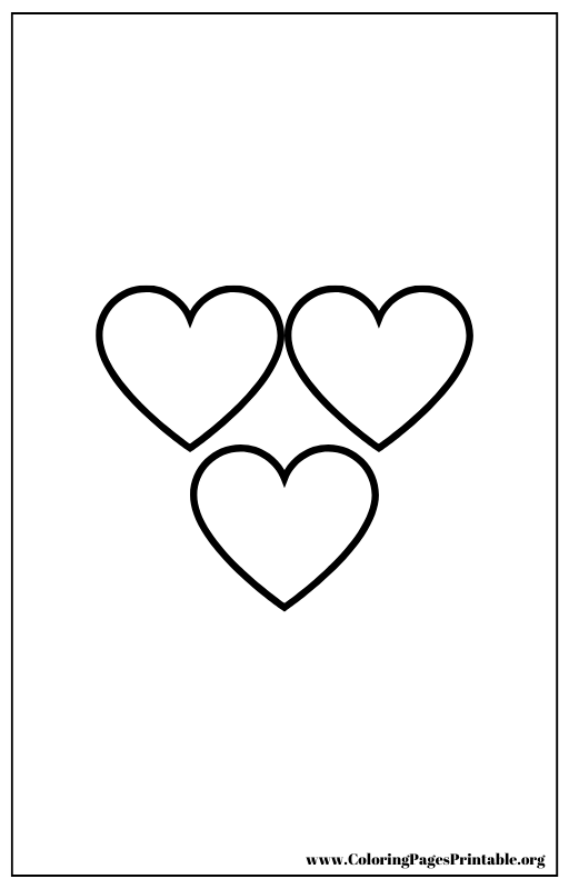 Three hearts side by side coloring page.