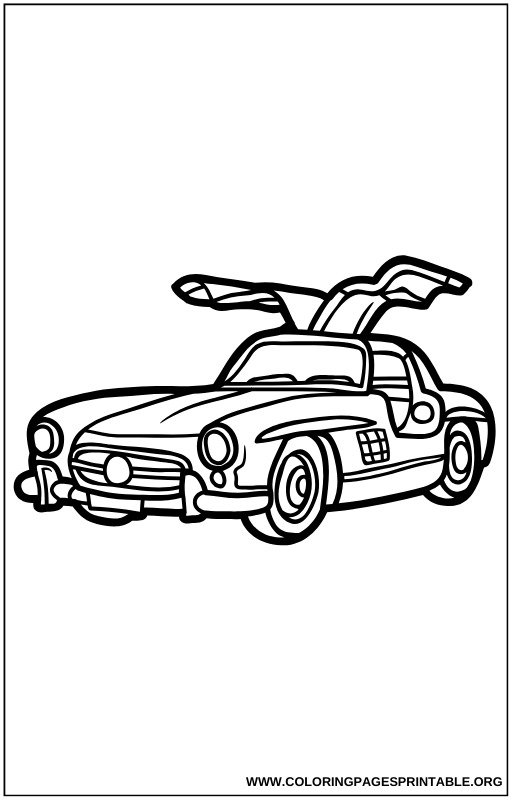 Vintage sports car with a spoiler coloring page.