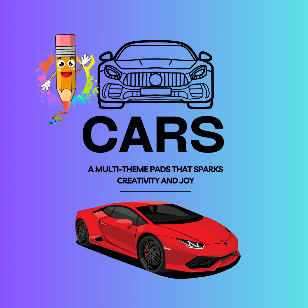 A variety of car designs, from sports cars to classic vehicles, ready for coloring