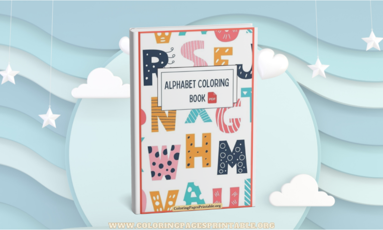 Alphabet Coloring Book pages showing letters A to Z in creative designs.