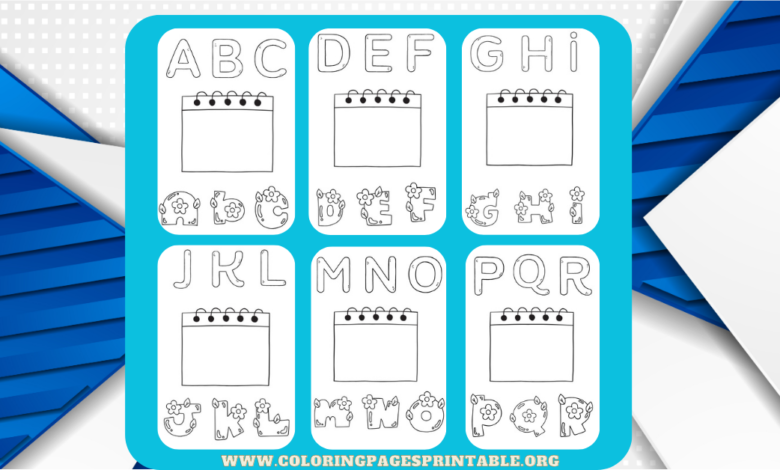 Printable alphabet coloring pages featuring creative letter designs for kids to color and learn