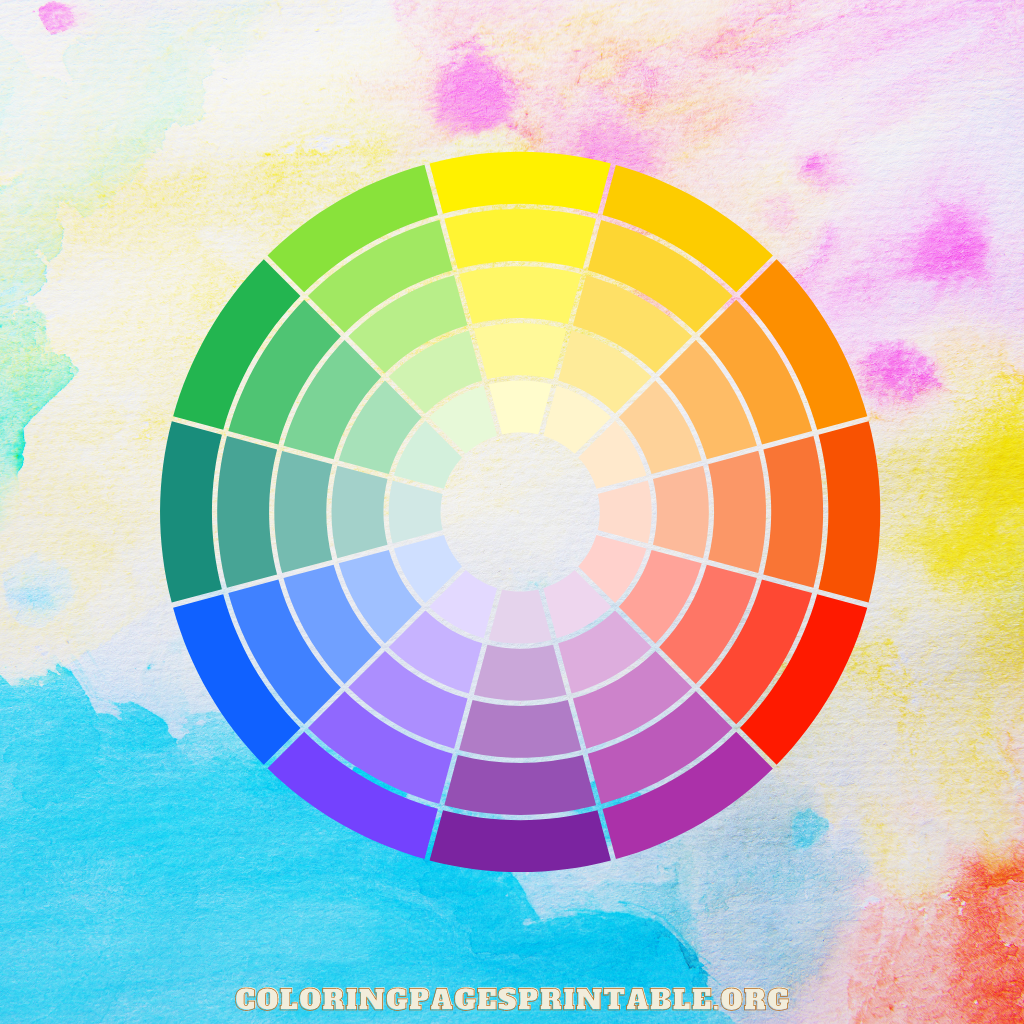 A color wheel with various shades and hues used for creating unique and bold color